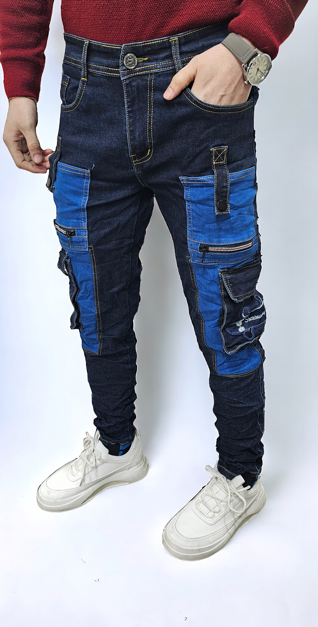 Men Wide Leg 6 Pocket Cargo Denim Jeans | Men's denim style, Cargo pants,  Mens jeans