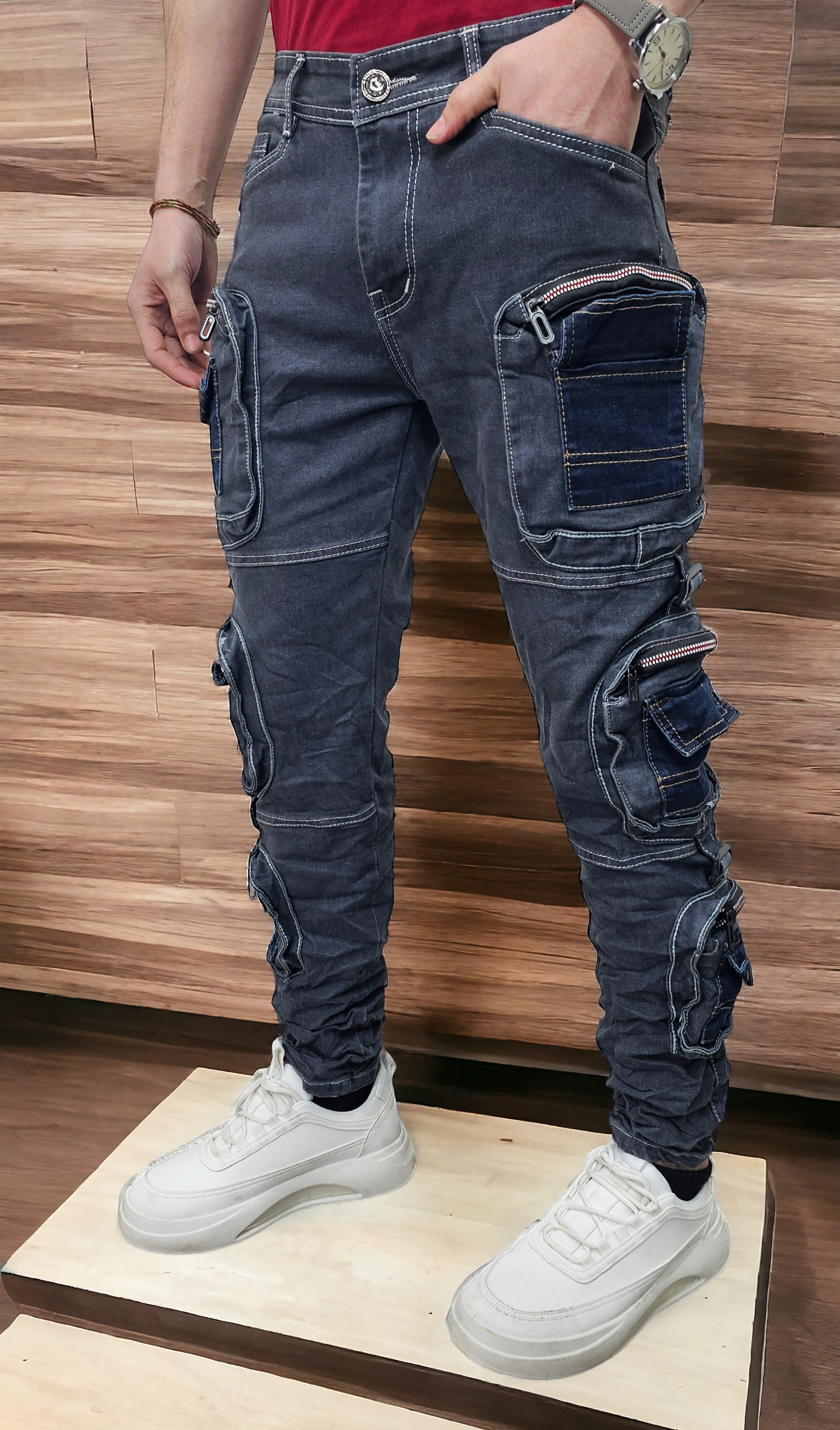 Mens Streetwear 6 Pocket Cargo Pants Black - Etsy Israel