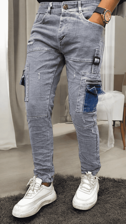 six pocket slim fit jeans.