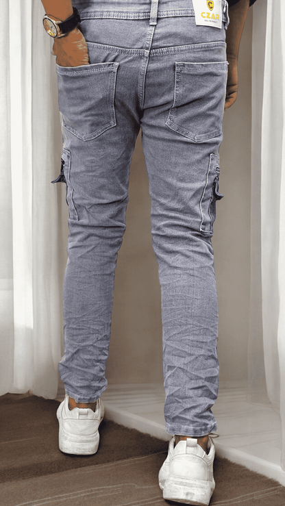 six pocket slim fit jeans.